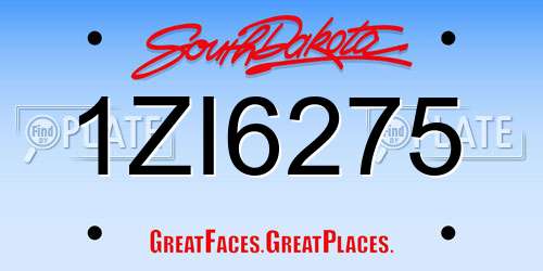 1ZI6275 South Dakota License Plate