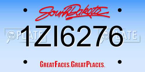 1ZI6276 South Dakota License Plate