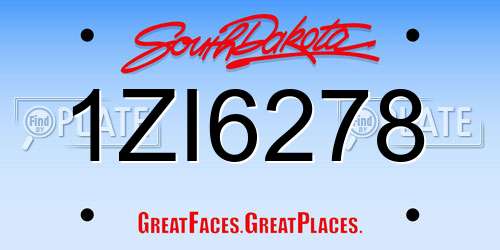 1ZI6278 South Dakota License Plate