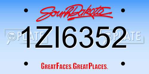 1ZI6352 South Dakota License Plate