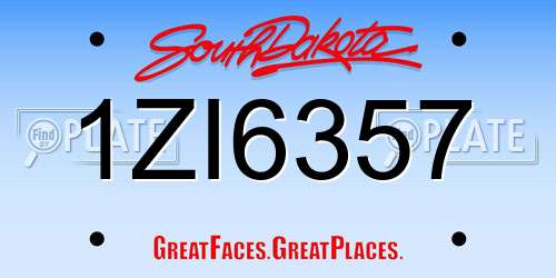 1ZI6357 South Dakota License Plate
