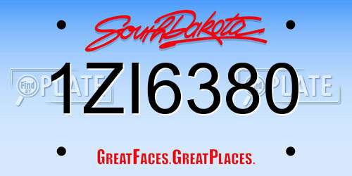1ZI6380 South Dakota License Plate