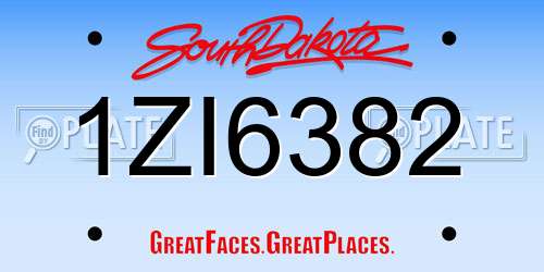 1ZI6382 South Dakota License Plate