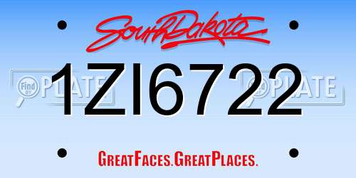 1ZI6722 South Dakota License Plate