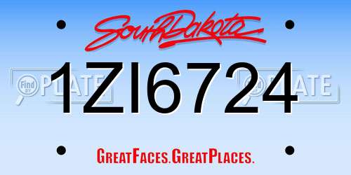 1ZI6724 South Dakota License Plate