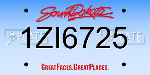 1ZI6725 South Dakota License Plate