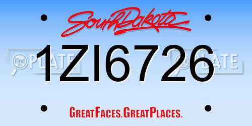 1ZI6726 South Dakota License Plate