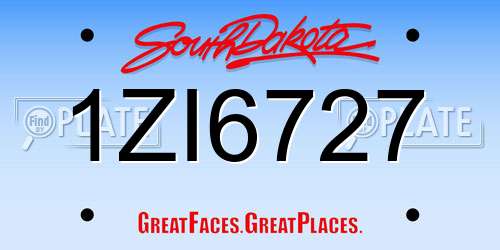 1ZI6727 South Dakota License Plate