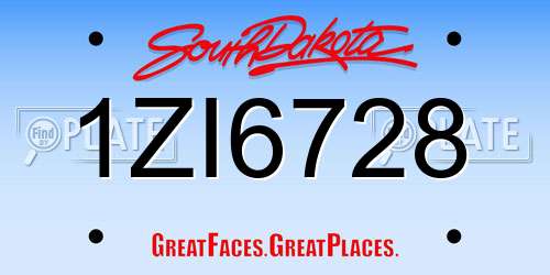 1ZI6728 South Dakota License Plate