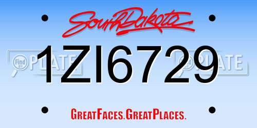 1ZI6729 South Dakota License Plate