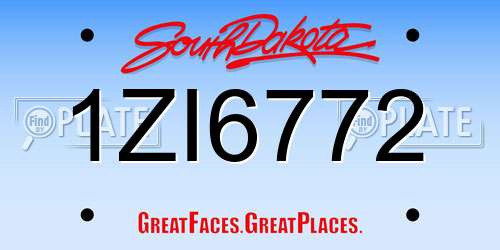 1ZI6772 South Dakota License Plate