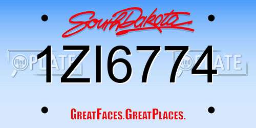 1ZI6774 South Dakota License Plate