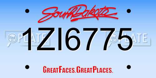 1ZI6775 South Dakota License Plate
