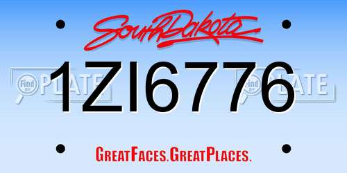 1ZI6776 South Dakota License Plate