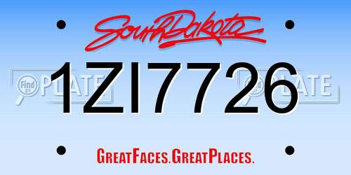 1ZI7726 South Dakota License Plate