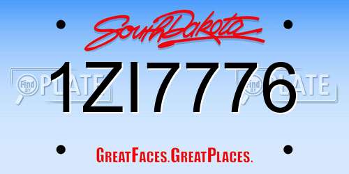1ZI7776 South Dakota License Plate