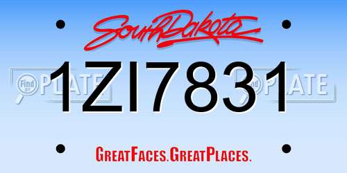 1ZI7831 South Dakota License Plate