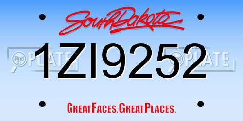 1ZI9252 South Dakota License Plate