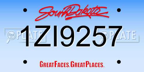 1ZI9257 South Dakota License Plate