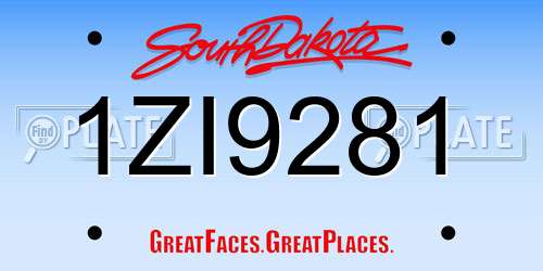 1ZI9281 South Dakota License Plate