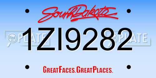 1ZI9282 South Dakota License Plate