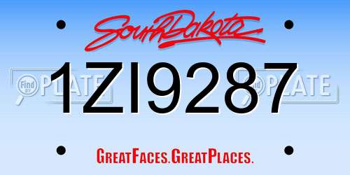 1ZI9287 South Dakota License Plate