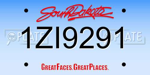 1ZI9291 South Dakota License Plate