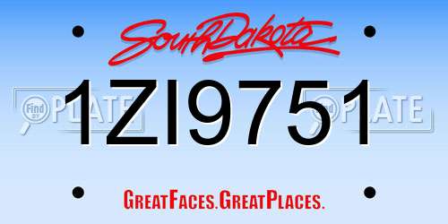 1ZI9751 South Dakota License Plate