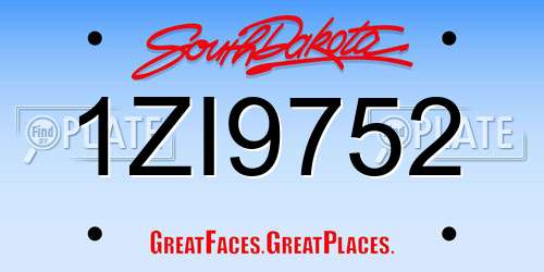 1ZI9752 South Dakota License Plate