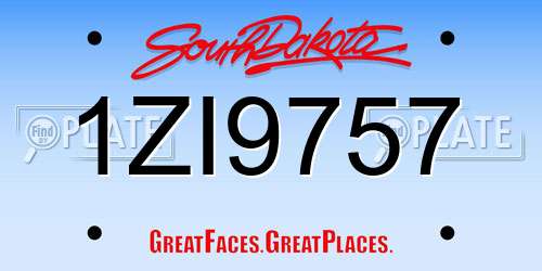 1ZI9757 South Dakota License Plate