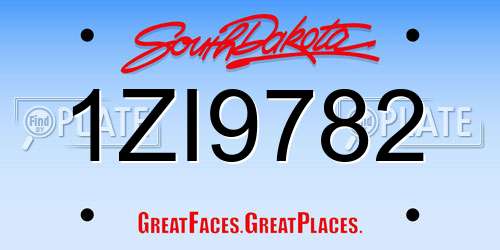 1ZI9782 South Dakota License Plate