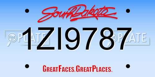 1ZI9787 South Dakota License Plate
