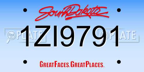 1ZI9791 South Dakota License Plate