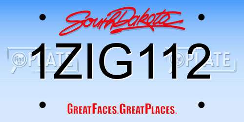 1ZIG112 South Dakota License Plate