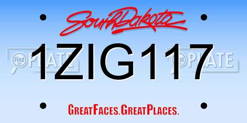 1ZIG117 South Dakota License Plate