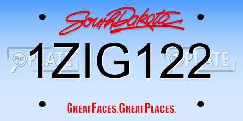 1ZIG122 South Dakota License Plate