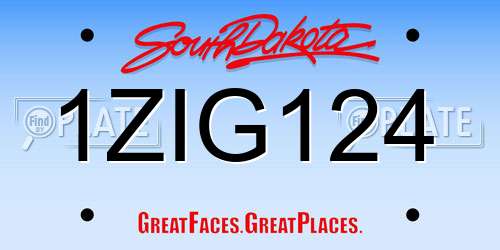 1ZIG124 South Dakota License Plate