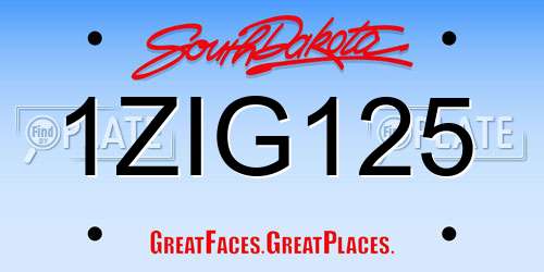 1ZIG125 South Dakota License Plate