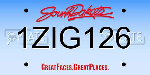 1ZIG126 South Dakota License Plate