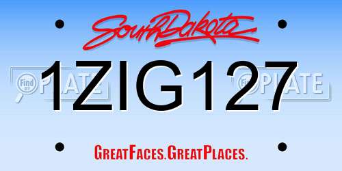 1ZIG127 South Dakota License Plate