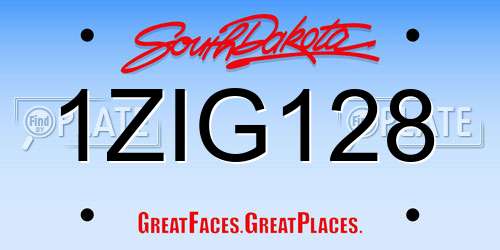 1ZIG128 South Dakota License Plate