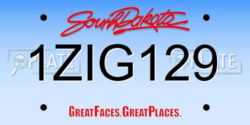 1ZIG129 South Dakota License Plate