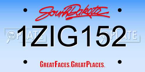 1ZIG152 South Dakota License Plate
