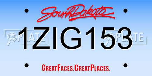 1ZIG153 South Dakota License Plate
