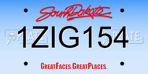 1ZIG154 South Dakota License Plate