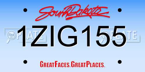 1ZIG155 South Dakota License Plate