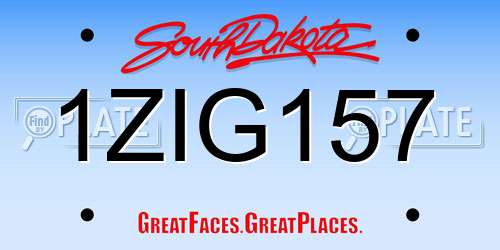 1ZIG157 South Dakota License Plate