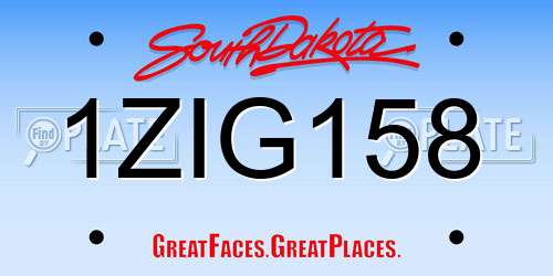1ZIG158 South Dakota License Plate