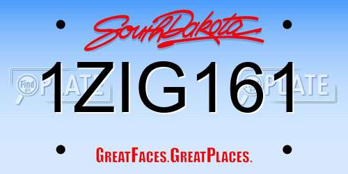 1ZIG161 South Dakota License Plate