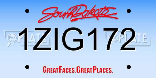 1ZIG172 South Dakota License Plate